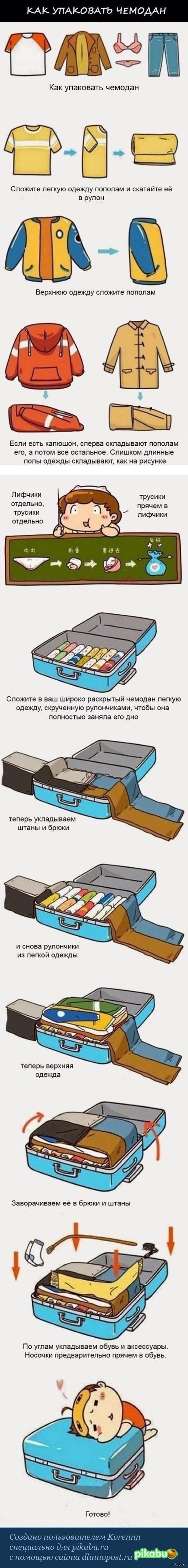 Лайфхак для упаковки вещей в чемодан   Лайфхак, длиннопост